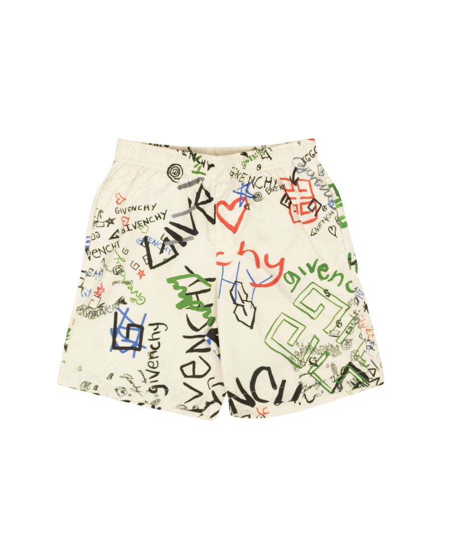 Givenchy White Nylon All Over Graphic Print Swimsuit