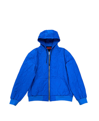 424 LOGO EMBOSSED HOODED JACKET BLUE