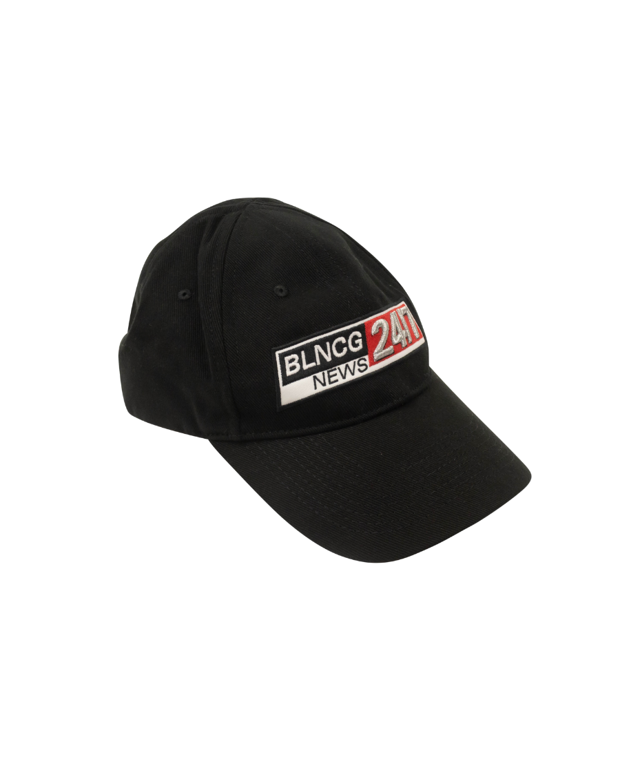 Balenciaga Black 24/7 Applique Cap Hat