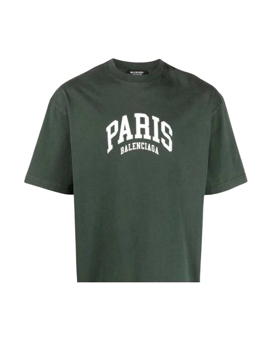 Balenciaga Logo T-Shirt - Dark Green/White